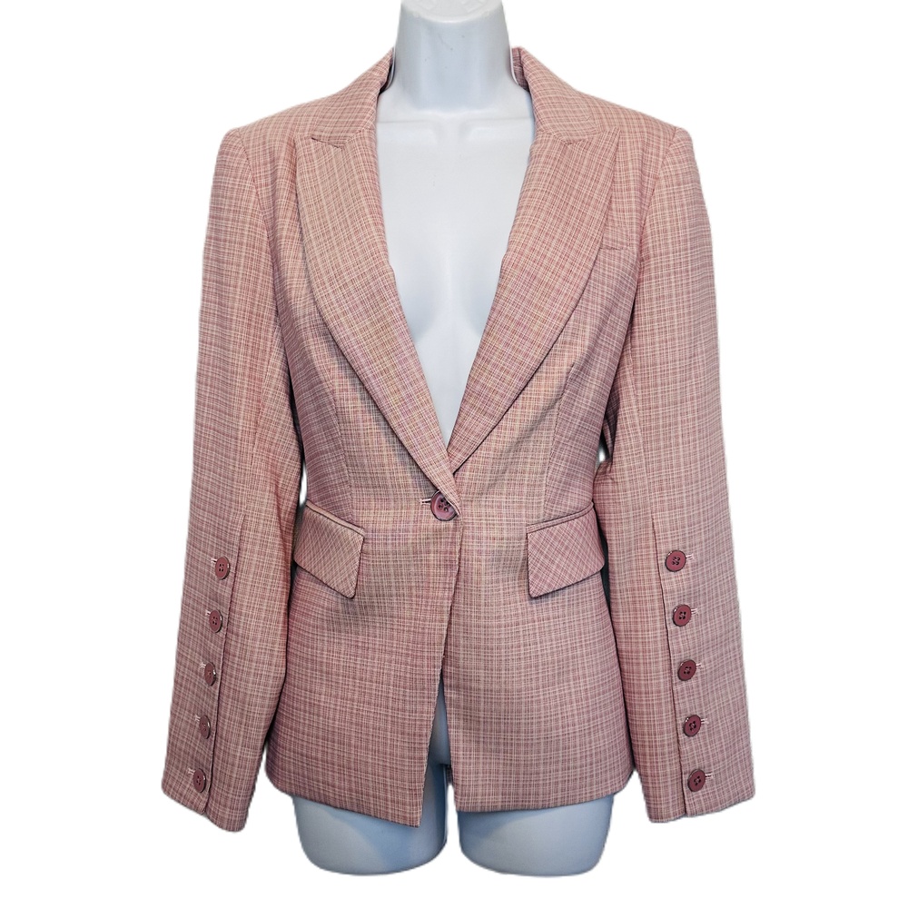 Women's Pink Plaid Tailored Blazer
